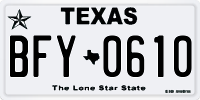 TX license plate BFY0610
