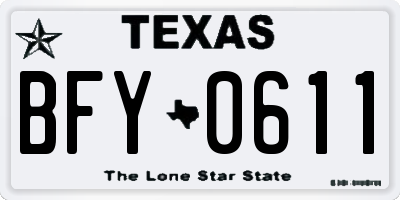 TX license plate BFY0611