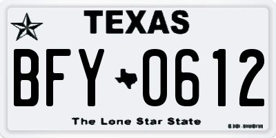 TX license plate BFY0612