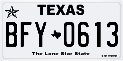 TX license plate BFY0613