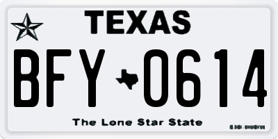 TX license plate BFY0614