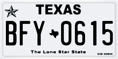 TX license plate BFY0615