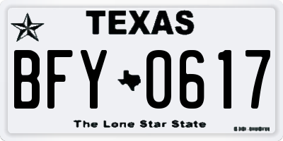 TX license plate BFY0617