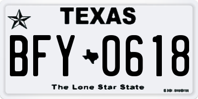 TX license plate BFY0618