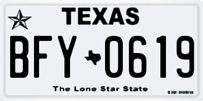 TX license plate BFY0619