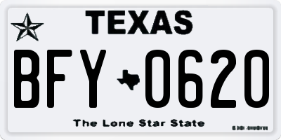 TX license plate BFY0620