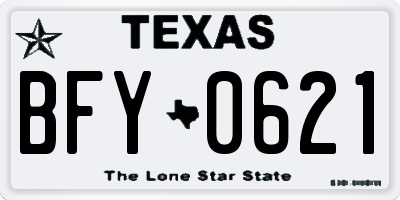TX license plate BFY0621