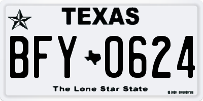 TX license plate BFY0624