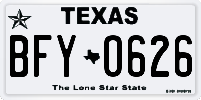 TX license plate BFY0626