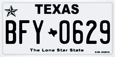 TX license plate BFY0629