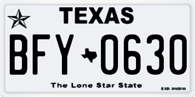 TX license plate BFY0630