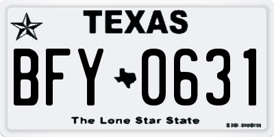 TX license plate BFY0631