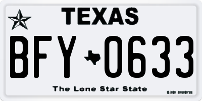 TX license plate BFY0633