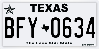 TX license plate BFY0634