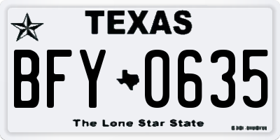 TX license plate BFY0635