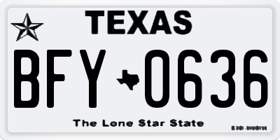 TX license plate BFY0636