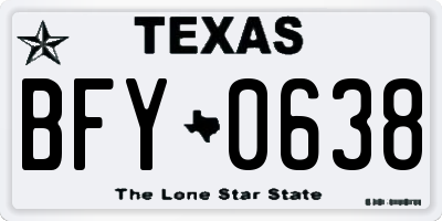 TX license plate BFY0638