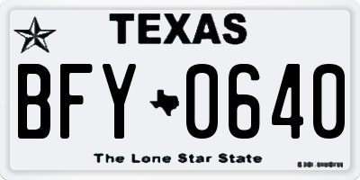 TX license plate BFY0640