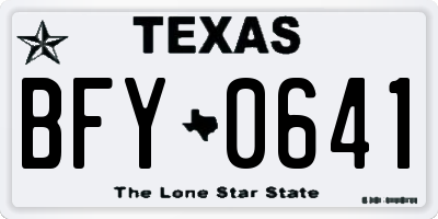 TX license plate BFY0641
