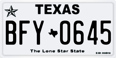 TX license plate BFY0645