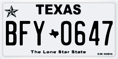 TX license plate BFY0647