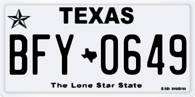 TX license plate BFY0649