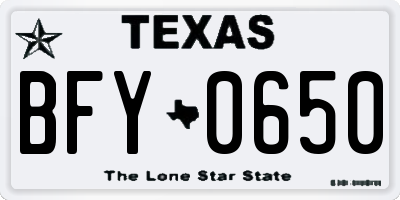 TX license plate BFY0650