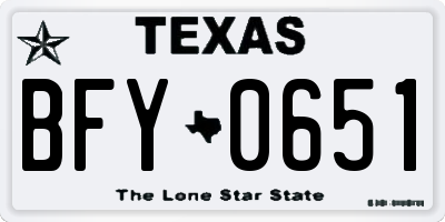 TX license plate BFY0651
