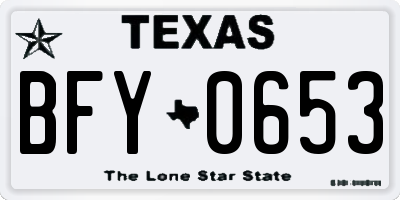 TX license plate BFY0653