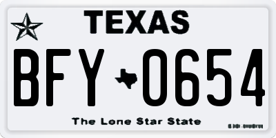 TX license plate BFY0654