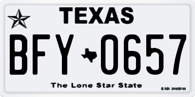 TX license plate BFY0657