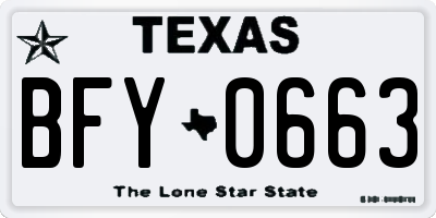 TX license plate BFY0663
