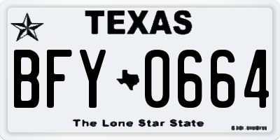 TX license plate BFY0664
