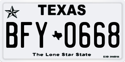 TX license plate BFY0668