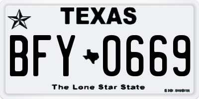 TX license plate BFY0669