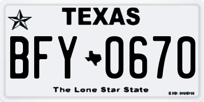 TX license plate BFY0670