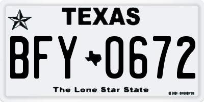 TX license plate BFY0672