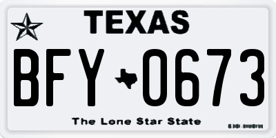 TX license plate BFY0673
