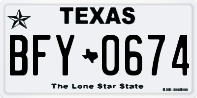 TX license plate BFY0674
