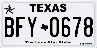 TX license plate BFY0678