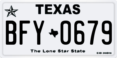 TX license plate BFY0679