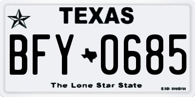 TX license plate BFY0685