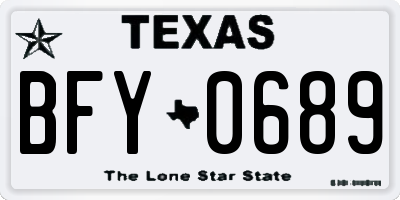 TX license plate BFY0689