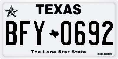 TX license plate BFY0692