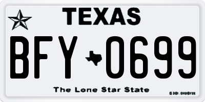 TX license plate BFY0699