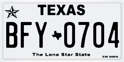 TX license plate BFY0704