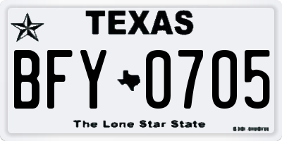 TX license plate BFY0705