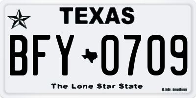 TX license plate BFY0709