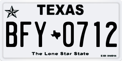TX license plate BFY0712