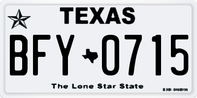 TX license plate BFY0715